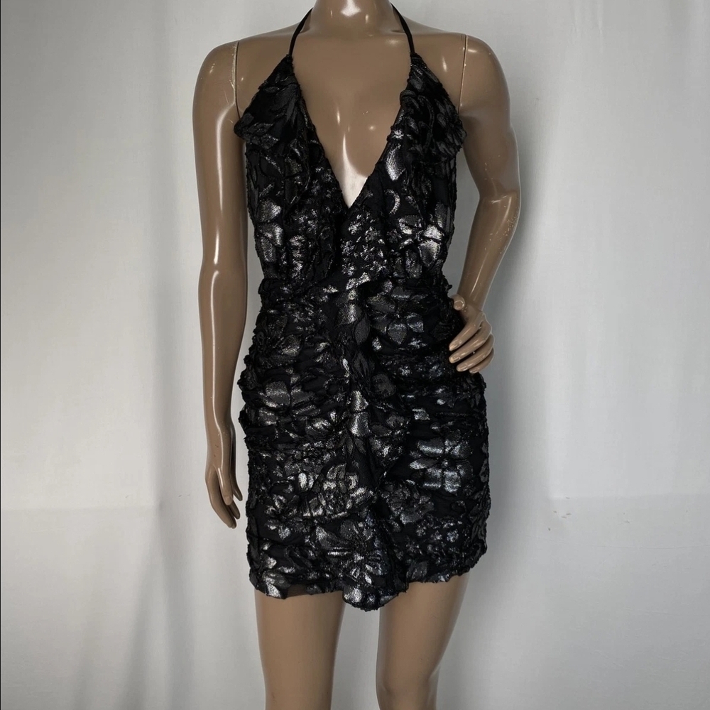Ramy Brook Shimmering Black Backless Dress